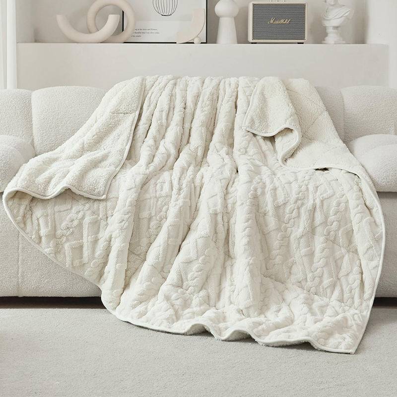 Couverture lestée en chenille à motif géométrique