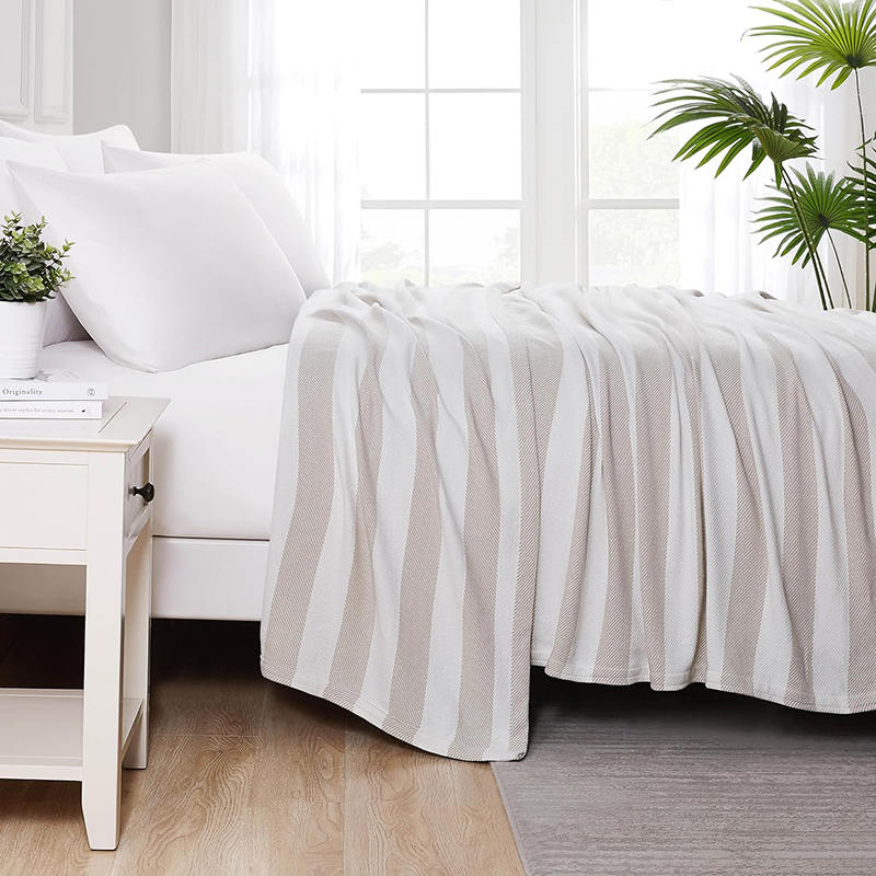 Couverture rayée en coton égyptien pur coton simple