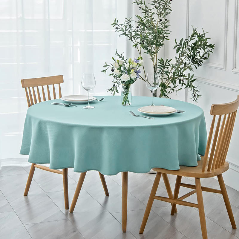 Nappe ronde de couleur unie pour salle à manger en coton