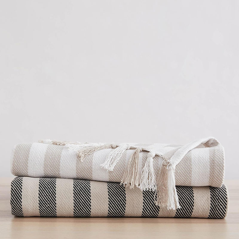 Couverture rayée en coton égyptien pur coton simple