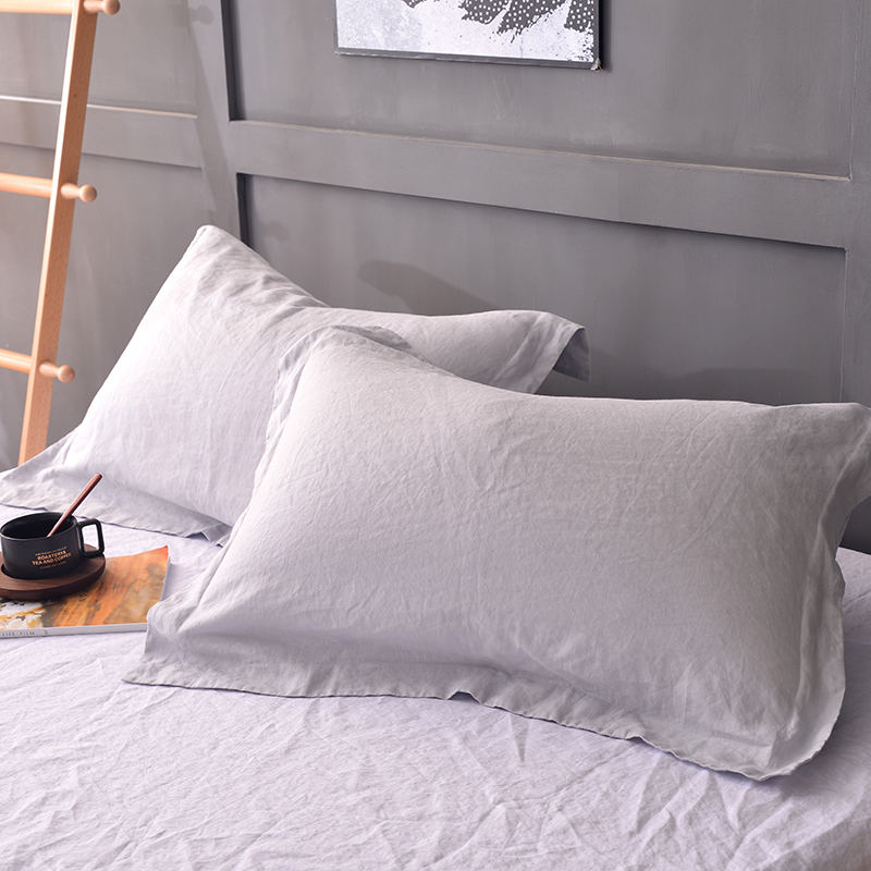 Ensemble de draps en lin lavé pur à deux pierres simples de couleur naturelle