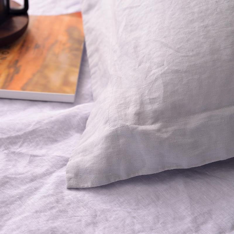 Ensemble de draps en lin lavé pur à deux pierres simples de couleur naturelle
