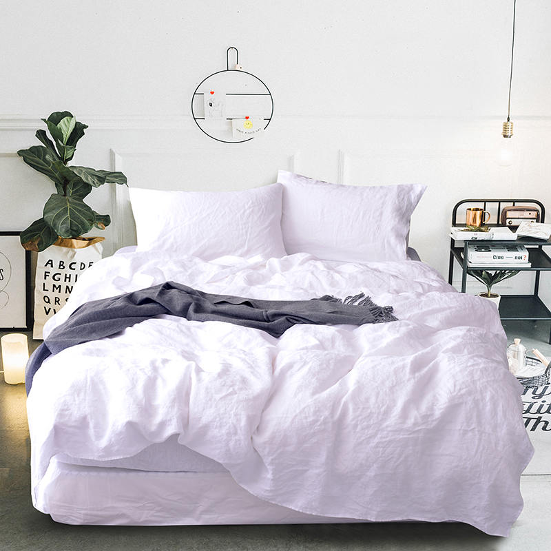 Ensemble de draps hypoallergéniques en lin double/complet dans des couleurs neutres