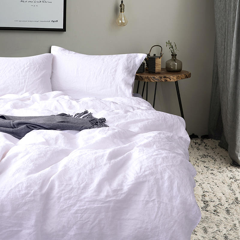 Ensemble de draps hypoallergéniques en lin double/complet dans des couleurs neutres
